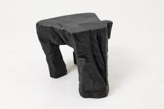  Logniture Sculptural Hardwood Stool Side Table Charred Wood Hand Carved Logniture - 4548935