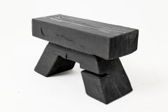  Logniture Sculptural Hardwood Stool Side Table Charred Wood Hand Carved Logniture - 4600032