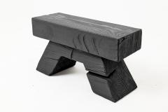  Logniture Sculptural Hardwood Stool Side Table Charred Wood Hand Carved Logniture - 4600037