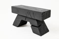  Logniture Sculptural Hardwood Stool Side Table Charred Wood Hand Carved Logniture - 4601768