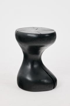  Logniture Sculptural Side Table Burnt Black Oak Wood Carved Unique Logniture - 4127232