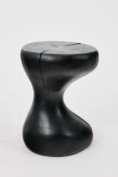  Logniture Sculptural Side Table Burnt Black Oak Wood Carved Unique Logniture - 4127233