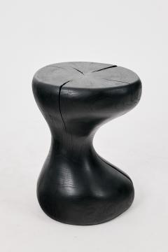  Logniture Sculptural Side Table Burnt Black Oak Wood Carved Unique Logniture - 4127234