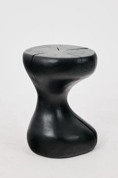  Logniture Sculptural Side Table Burnt Black Oak Wood Carved Unique Logniture - 4127235