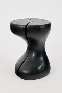  Logniture Sculptural Side Table Burnt Black Oak Wood Carved Unique Logniture - 4127236