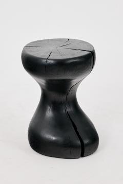  Logniture Sculptural Side Table Burnt Black Oak Wood Carved Unique Logniture - 4127237