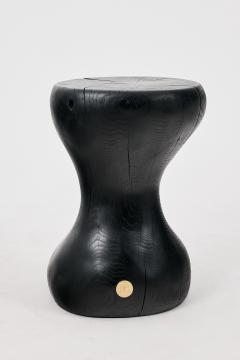 Logniture Sculptural Side Table Burnt Black Oak Wood Carved Unique Logniture - 4127239