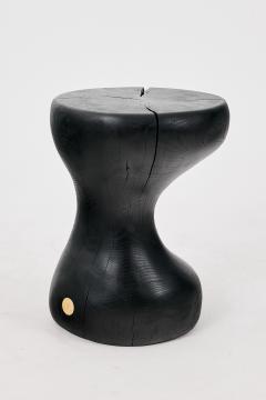  Logniture Sculptural Side Table Burnt Black Oak Wood Carved Unique Logniture - 4127240