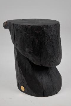  Logniture Solid Burnt Wood Brutalist Sculptural Side Table Pedestal Unique Jownik - 3729865