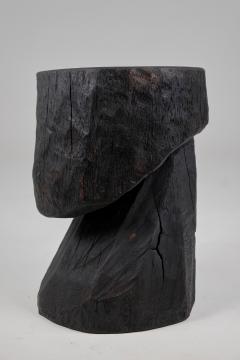  Logniture Solid Burnt Wood Brutalist Sculptural Side Table Pedestal Unique Jownik - 3729868