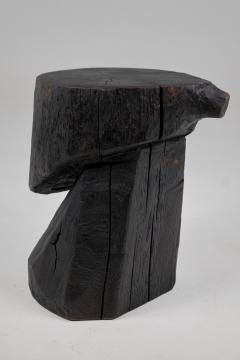  Logniture Solid Burnt Wood Brutalist Sculptural Side Table Pedestal Unique Jownik - 3729870