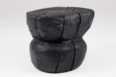  Logniture Solid Burnt Wood Brutalist Sculptural Stool Side Table Unique Original 1 1 - 3700448