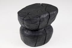  Logniture Solid Burnt Wood Brutalist Sculptural Stool Side Table Unique Original 1 1 - 3700449