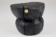  Logniture Solid Burnt Wood Brutalist Sculptural Stool Side Table Unique Original 1 1 - 3700453