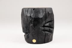  Logniture Solid Burnt Wood Brutalist Sculptural Stool Side Table Unique Original 1 1 - 3700467