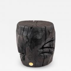  Logniture Solid Burnt Wood Brutalist Sculptural Stool Side Table Unique Original 1 1 - 3702388