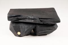  Logniture Solid Burnt Wood Sculptural Bench Side table Original Design Jownik - 3700471