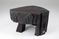  Logniture Solid Burnt Wood Sculptural Stool Side Table Original Design Logniture - 3611483