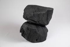  Logniture Solid Burnt Wood Sculptural Stool Side Table Rock Original Design Logniture - 3610047