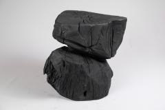  Logniture Solid Burnt Wood Sculptural Stool Side Table Rock Original Design Logniture - 3610051