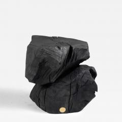  Logniture Solid Burnt Wood Sculptural Stool Side Table Rock Original Design Logniture - 3612354