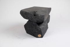  Logniture Solid Burnt Wood Sculptural Stool Side Table Rock Original Design Logniture - 3611693