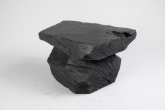  Logniture Solid Burnt Wood Sculptural Stool Side Table Rock Original Design Logniture - 3611694