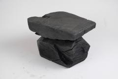  Logniture Solid Burnt Wood Sculptural Stool Side Table Rock Original Design Logniture - 3611696