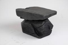  Logniture Solid Burnt Wood Sculptural Stool Side Table Rock Original Design Logniture - 3611698
