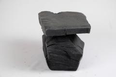  Logniture Solid Burnt Wood Sculptural Stool Side Table Rock Original Design Logniture - 3611700