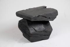  Logniture Solid Burnt Wood Sculptural Stool Side Table Rock Original Design Logniture - 3611702