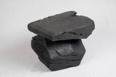  Logniture Solid Burnt Wood Sculptural Stool Side Table Rock Original Design Logniture - 3611703