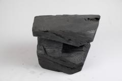  Logniture Solid Burnt Wood Sculptural Stool Side Table Rock Original Design Logniture - 3611709