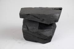  Logniture Solid Burnt Wood Sculptural Stool Side Table Rock Original Design Logniture - 3611710