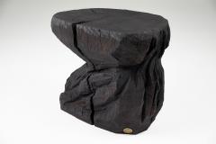  Logniture Solid Burnt Wood Sculptural Stool Side Table Rock Original Design Logniture - 3611787