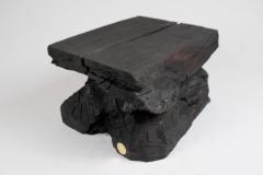  Logniture Solid Burnt Wood Sculptural Stool Side Table Rock Original Design Logniture - 3651746