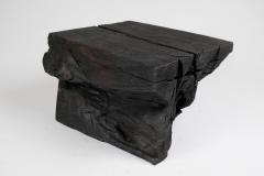  Logniture Solid Burnt Wood Sculptural Stool Side Table Rock Original Design Logniture - 3651752