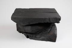  Logniture Solid Burnt Wood Sculptural Stool Side Table Rock Original Design Logniture - 3651756