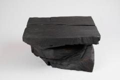  Logniture Solid Burnt Wood Sculptural Stool Side Table Rock Original Design Logniture - 3651757