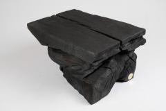  Logniture Solid Burnt Wood Sculptural Stool Side Table Rock Original Design Logniture - 3651758