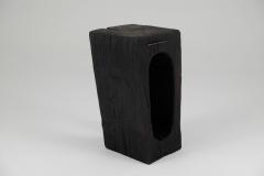  Logniture Solid Burnt Wood Side Table Stool Primative Design Brutalist - 3651763