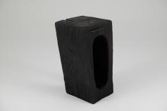  Logniture Solid Burnt Wood Side Table Stool Primative Design Brutalist - 3651764