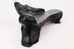  Logniture XXL Sculptural Charred Wood Bench in Organic Form Hand Carved from Solid Log - 4191096