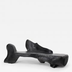  Logniture XXL Sculptural Charred Wood Bench in Organic Form Hand Carved from Solid Log - 4191416
