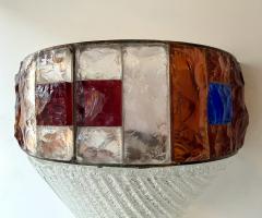  Longobard Hammered Glass Wrought Iron Murano Glass Sconce by Longobard Italy 1970s - 4476086