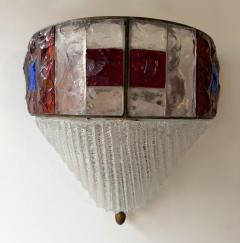  Longobard Hammered Glass Wrought Iron Murano Glass Sconce by Longobard Italy 1970s - 4476089