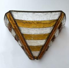  Longobard Hammered Glass Wrought Iron Sconce by Longobard Italy 1970s - 4196850