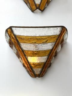  Longobard Hammered Glass Wrought Iron Sconce by Longobard Italy 1970s - 4196851