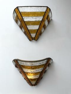  Longobard Hammered Glass Wrought Iron Sconce by Longobard Italy 1970s - 4196852
