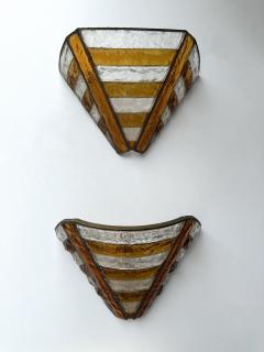 Longobard Hammered Glass Wrought Iron Sconce by Longobard Italy 1970s - 4196853